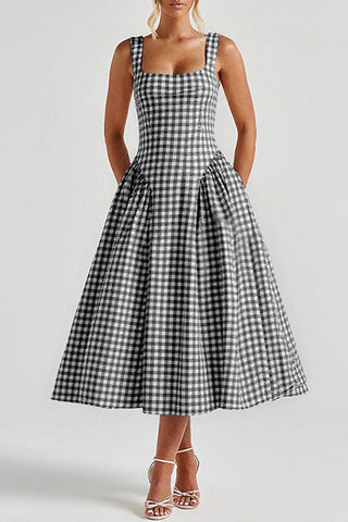 Gingham Sundress with Square Neckline