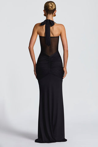 Halter Ruched Evening Gown