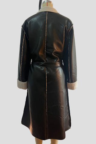 Belted Faux Shearling-Lined Coat