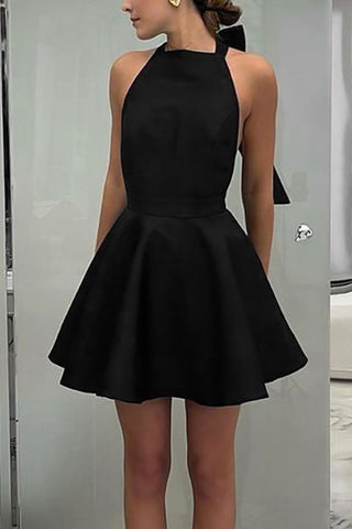 Halter-Neck Flare Evening Dress