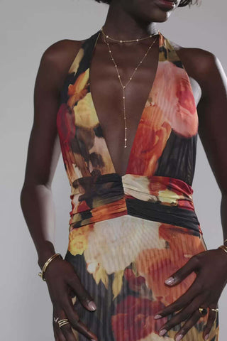 Halter Floral Maxi Dress