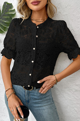 Textured Button-Up Blouse