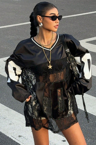 Lace Panel Long Sleeve T-Shirt