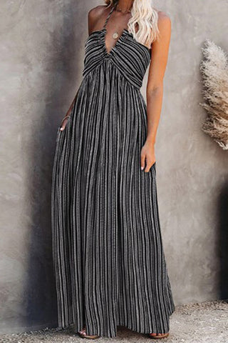 Halter Dress with Pleated Detail