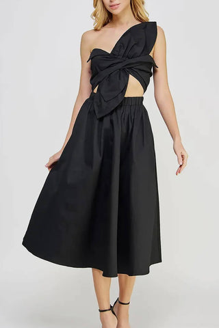 One-Shoulder Casual Midi Dress