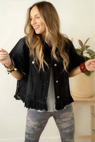 Frayed Hem Denim Jacket