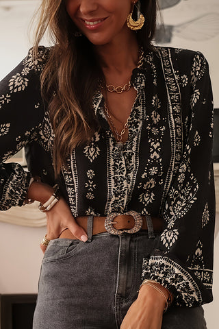 Boho-Inspired Button-Front Blouse