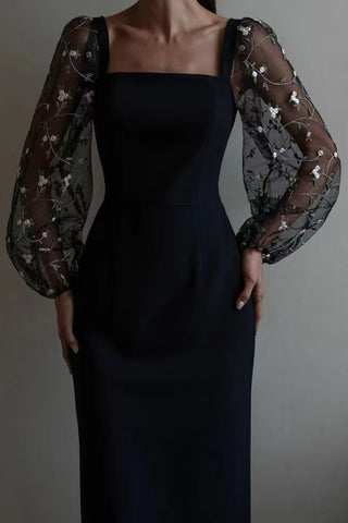 Elegant Square-Neck Casual Dress