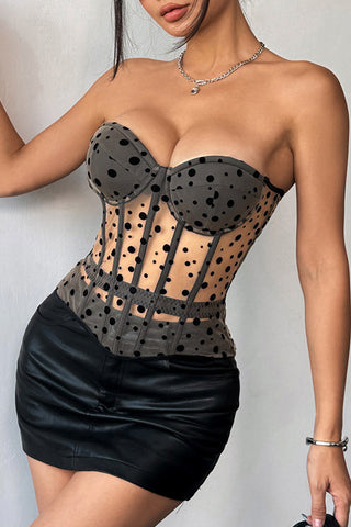 Polka Dot Sheer Bustier Top