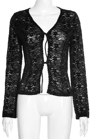 Tie-Front Lace Blouse