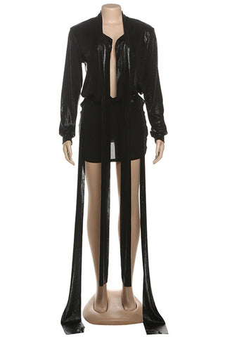 Draped Metallic Skirt Set