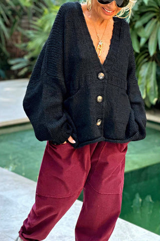 Relaxed Button-Front Cardigan