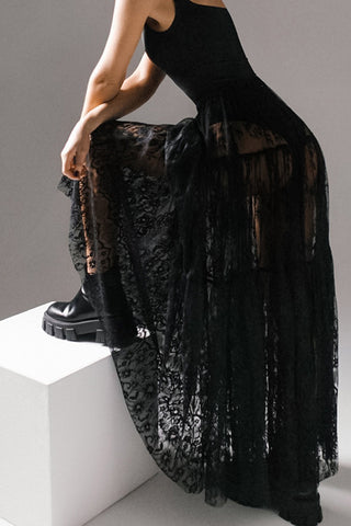 Layered Sheer Tulle Maxi Dress