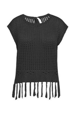 Fringe Hem Knit Blouse