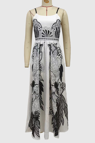 Strappy Printed Midi Dress