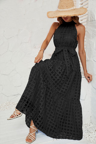 Checkered Halter Maxi Dress