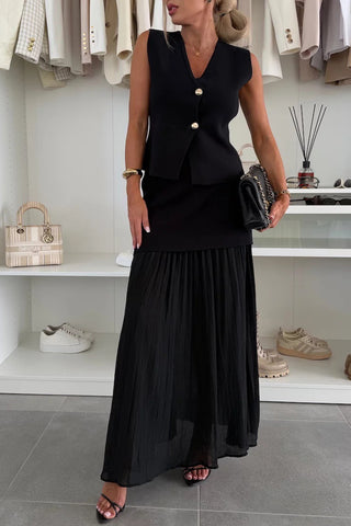 Elegant Button-Detail Skirt Set