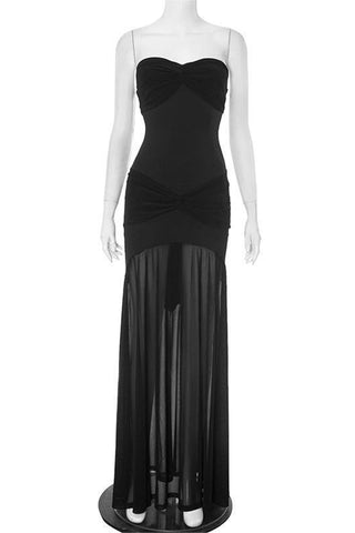 Strapless Twist-Front Maxi Dress