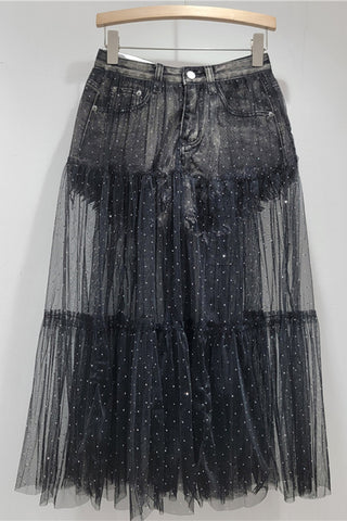 Layered Skirt with Sheer Overlay