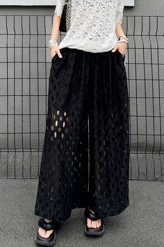 Wide-Leg Cut-Out Casual Pants