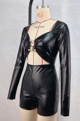 Cutout Detail Long Sleeve Romper