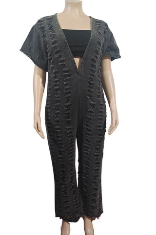 Distressed Denim Jumpsuit