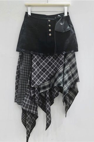 Button-Front Layered Skirt