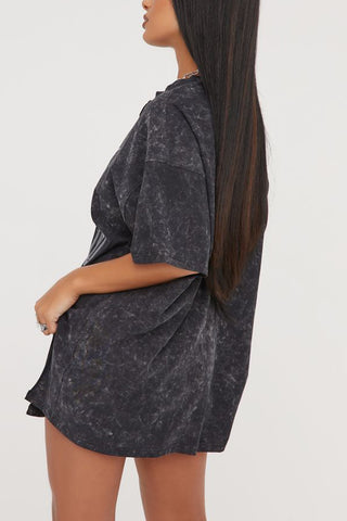 Oversized Graphic Plunge Neck T-Shirt