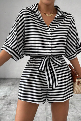 Striped Tie-Waist Romper