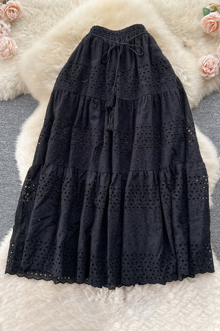 Tiered Lace Midi Skirt