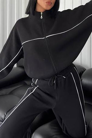 Stylish Zip-Up Casual Pants Set