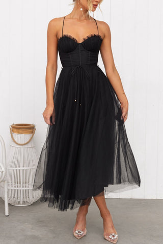 Spaghetti Strap Tulle Evening Dress
