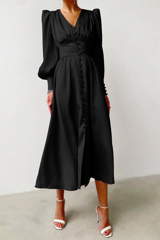 Elegant Long-Sleeve Midi Dress
