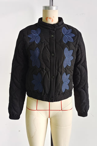 Floral Quilted Button-Front Coat