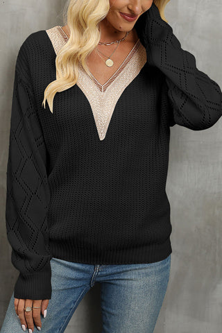 V-Neck Knit Casual Sweater