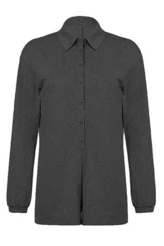 Button-Up Collared Romper