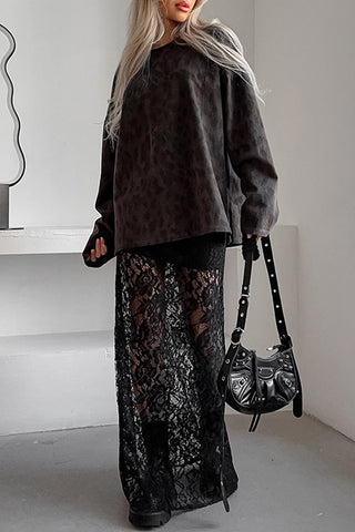 Lace Overlay Maxi Skirt