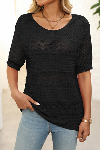 Elegant Knit Short-Sleeve Top