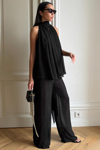 Sleeveless Flowy Pants Set