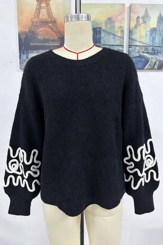 Stylish Floral Sleeve Sweater