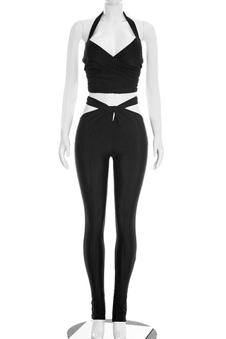 Halter Twist Front Pants Set