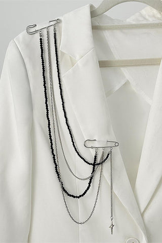 Stylish Pin and Chain Jacket Accessory