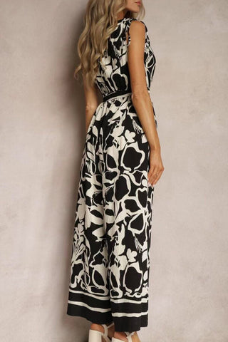 Wrap V-Neck Print Jumpsuit