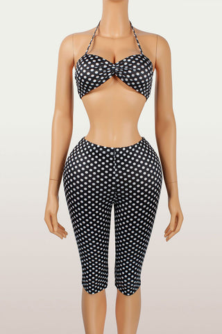 Polka Dot Halter Pants Set