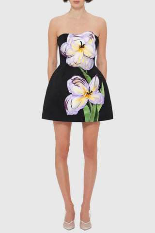 Strapless Floral Embellished Dress