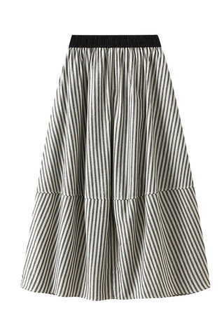 Drawstring Waist Striped Casual Skirt