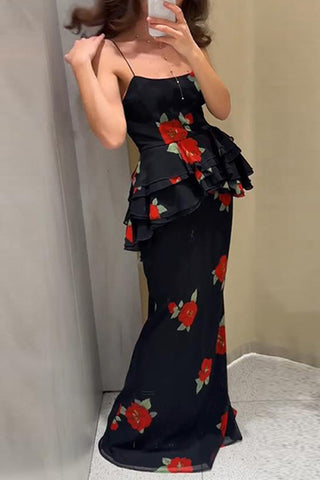 Floral Tiered Skirt Set