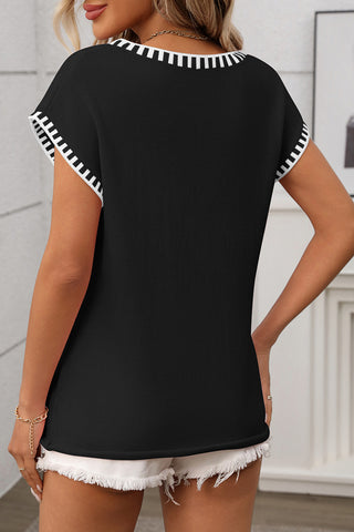 Striped Trim V-Neck Tank Top