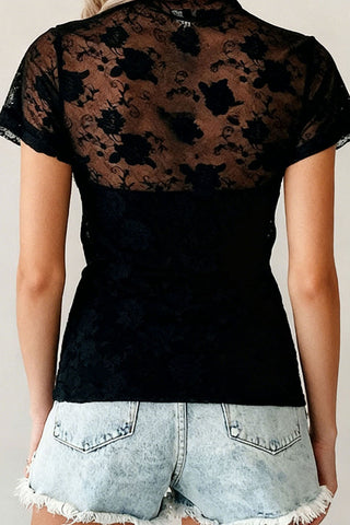 Sheer Floral Lace Blouse