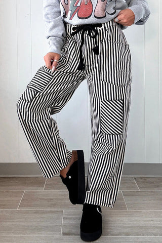 Striped Drawstring Casual Pants